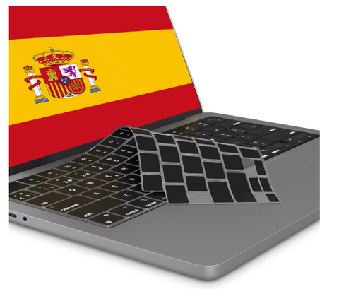 Kuzy Spanish MacBook Pro Keyboard Cover 2024 2023 2022 14 inch 16 inch M3 M1 M2 MacBook Air Keyboard Cover 15 inch 13.6 inch Silicone Skin Ultra Thin, US Version, Spanish Language